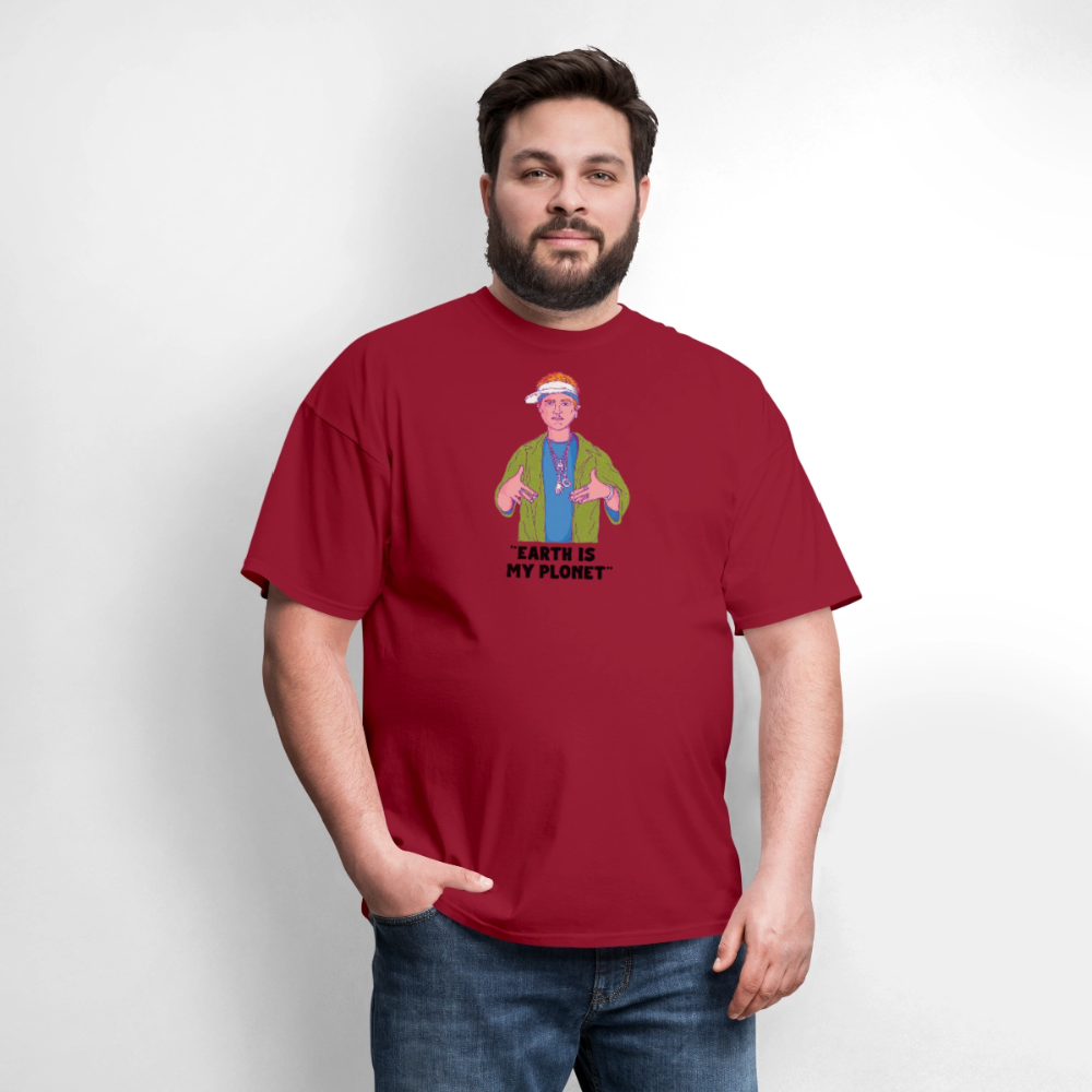 "Earth Is My Plonet" T-Shirt - dark red