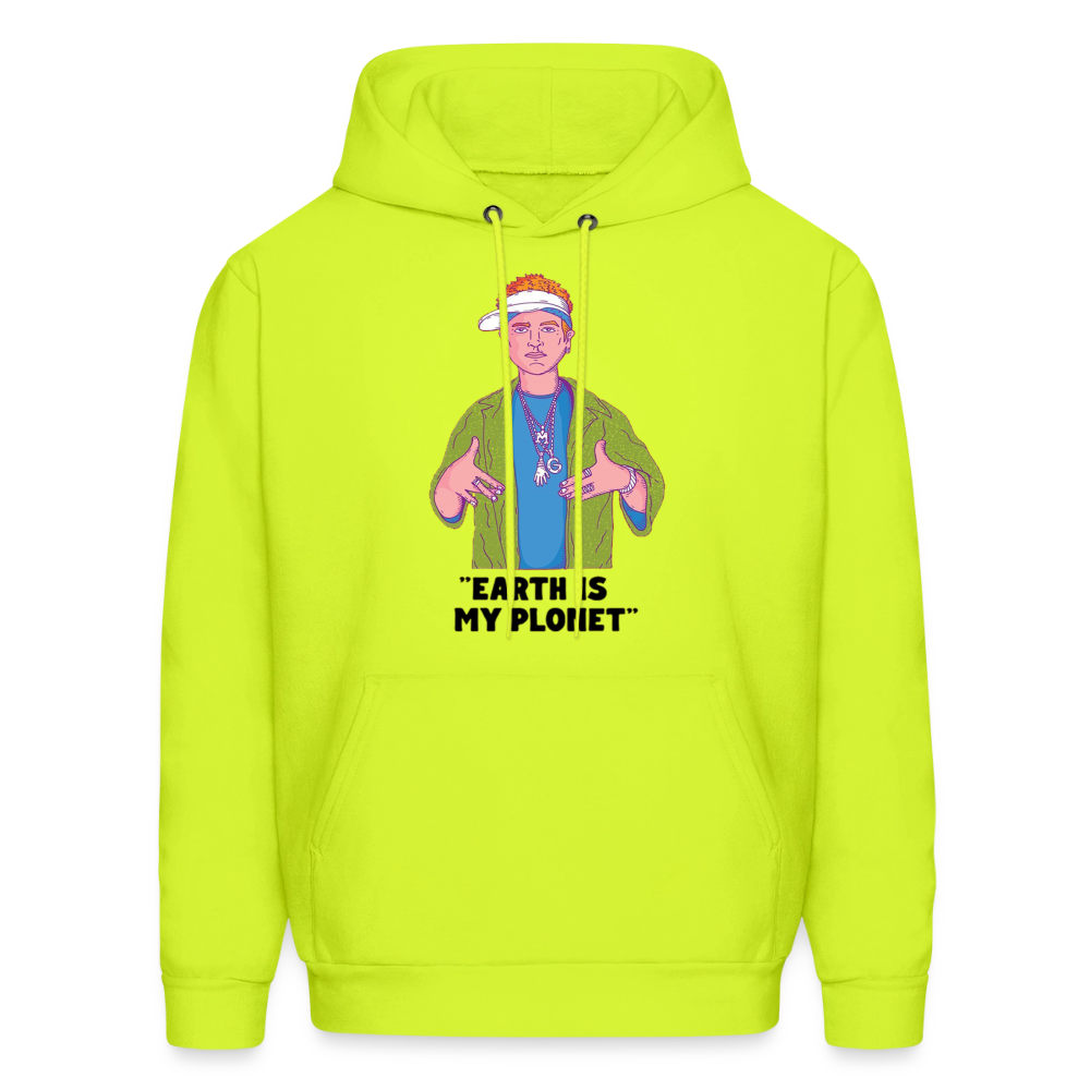 "Earth Is My Plonet" Men's Hoodie - safety green