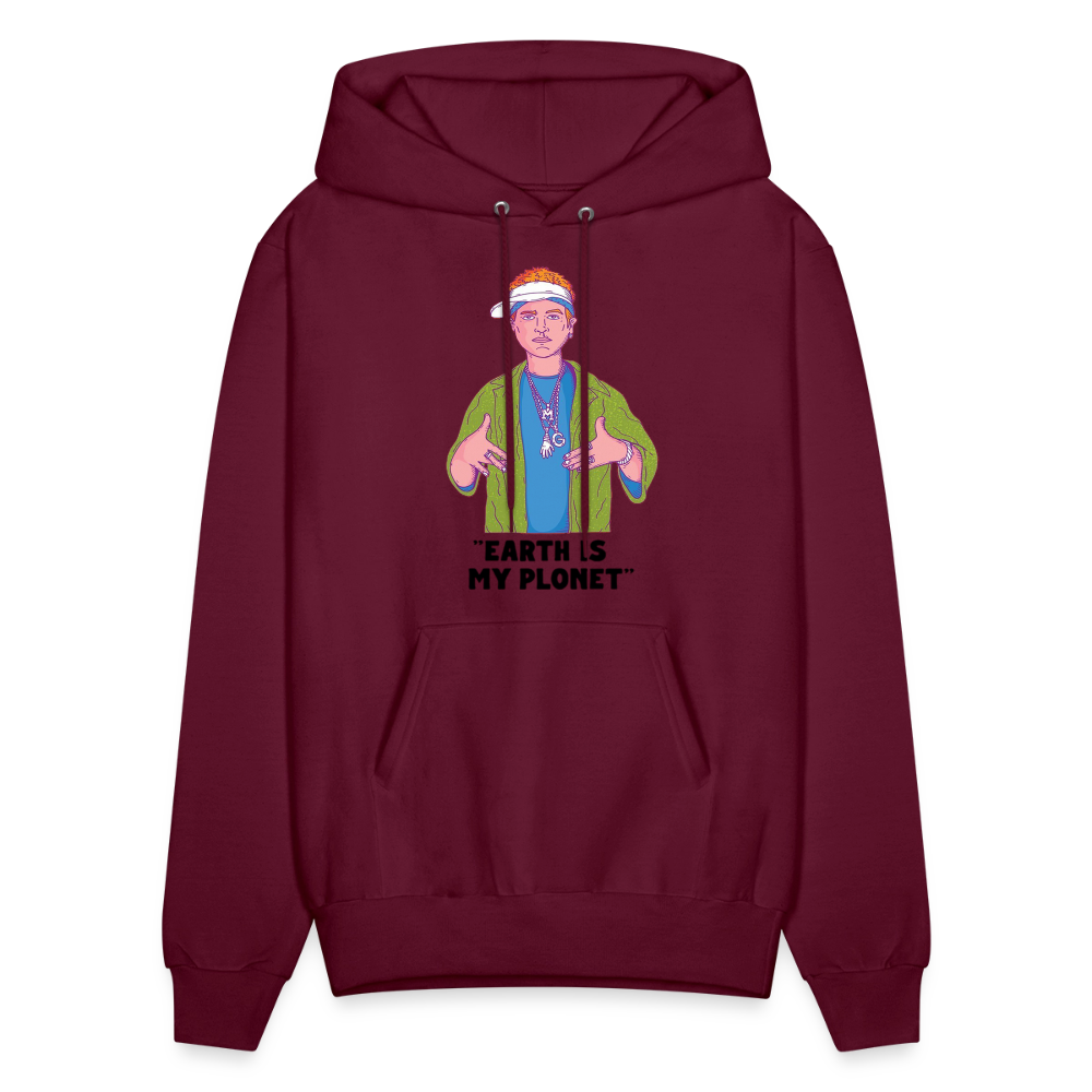 "Earth Is My Plonet" Men's Hoodie - burgundy