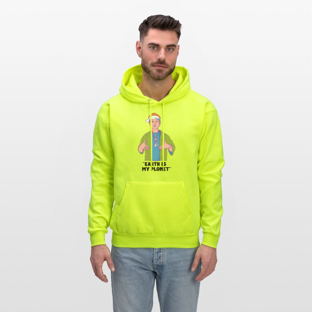 "Earth Is My Plonet" Men's Hoodie - safety green