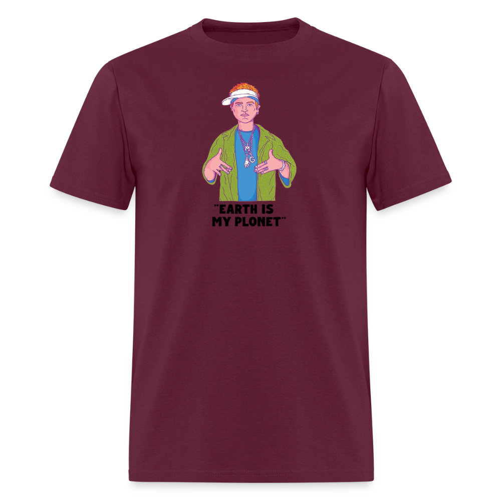 "Earth Is My Plonet" T-Shirt - burgundy