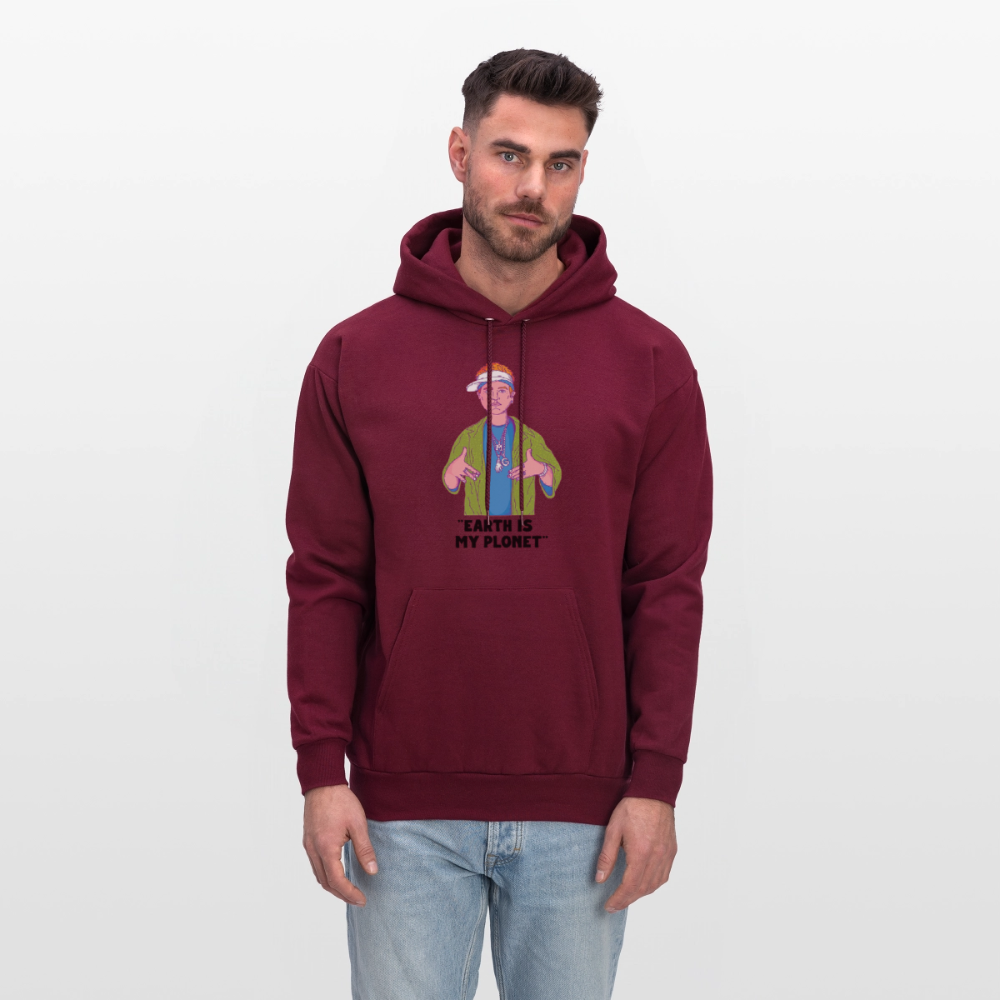 "Earth Is My Plonet" Men's Hoodie - burgundy