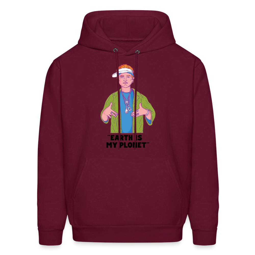 "Earth Is My Plonet" Men's Hoodie - burgundy