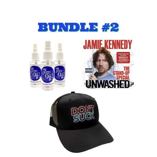 Don’t Suck Hat + Jizz-Off! Sanitizer + Unwashed CD/DVD Bundle